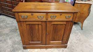 61784 antique oak hoosier cabinet kitchen sifter with glass spice jars. Antique Oak Kitchen Cabinet Cupboard Large Excellent Long Valley Traders