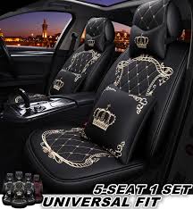 Fashion Cute Pu Leather Car Seat Cover Full Set Universal Fit For Honda Toyota Chevy Ford Leather Car Seat Covers Leather Car Seats Car Seats