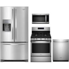 Four Piece Fingerprint Resistant Stainless Steel 30 Gas Range Kitchen Package With Fren Kitchen Appliance Packages French Door Refrigerator Kitchen Appliances
