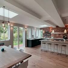 open plan kitchen dining living