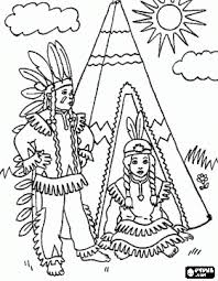 Indian American Couple In Front Of Their Tent In The Village Coloring Page Coloring Pages Thanksgiving Coloring Pages Free Coloring Pages