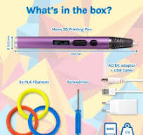 Nano 3D printing pen - Purple - Combo deal with PLA Filament Package - 9  Colours