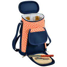They are made up of the thick, sturdy, and durable materials that benefit you our selection of wine bottle carriers packaging is perfectly suitable for the restaurants, wineries, and local stores. Picnic At Ascot 2 Bottle Insulated Wine Tote Cheese Set Orange Navy