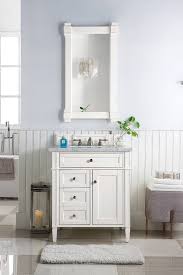 This vanity is finished in an elegant white color and includes a single full framed mirror. Brittany 30 Single Vanity Cottage White