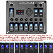 Waterproof Marine Boat Car Switch Panel 10 Gang Led Rocker Blank Switch Labels Marine Boat Switch Alloy Wheels Repair