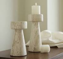 Chiaro Travertine Stone Pillar Candle Holders