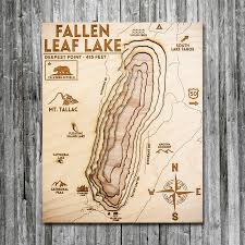 Fallen Leaf Lake Ca Wood Map 3d Topographic Wood Chart