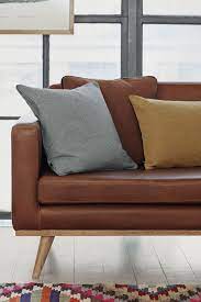 Cognac Farvet Sofa Skaber Eksklusivitet Skinnsofa Stue Stil Brun Skinnsofa Stue