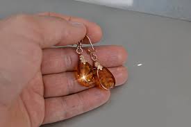 russian rose gold amber earrings