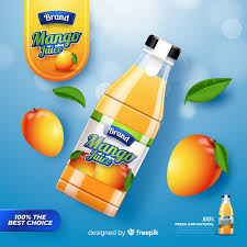 Orange juice is a delicious and nutritious drink for children and adults alike. Free Vector Realistic Mango Juice Advertisement