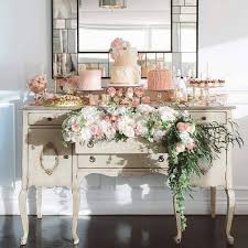 Be Inspired Pr On Instagram This Vintage Dresser Turned Dessert Table From Prettyvintagerent Wedding Cake Table Romantic Bridal Shower Wedding Dessert Table