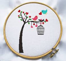 Bird Cross Stitch Patterns Free To Download Counted Cross Stitch Pattern Instant Download Free Shipping Cross Stitch Pdf Bird On Tree Cross Stitch Patterns Cross Stitch Fabric Cross Stitch Tree
