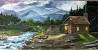 Log Cabin Acrylic Painting