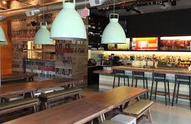 Community Table With Mix Of Bench Seating And Stools Subtle Color Accents Bar Restaurant Interior Bar Design Awards Restaurant Interior