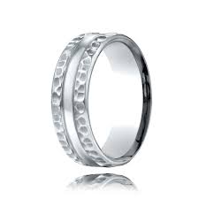 Palladium Hammered Finish Wedding Band Rings For Men Affordable Wedding Ring Mens Wedding Rings