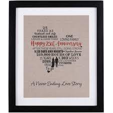 Make this silver wedding anniversary gift one to remember as you celebrate another year together. Amazon Com 25th Wedding Anniversary Gift Burlap Print With Frame 25th Anniversary Gifts For Couple 25th Anniversary Frame For Husband And Wife Kitchen Dining