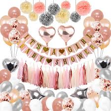 Check out our rose gold baby shower decorations selection for the very best in unique or custom, handmade pieces from our party décor shops. Weimi Baby Shower Decorations Set Rose Gold Baby Shower Balloons Baby Shower Banner 108 Pcs For Girls With It S A Girl Banner Decoration Balls And Flowers Buy Online In Cayman Islands At Cayman Desertcart Com Productid