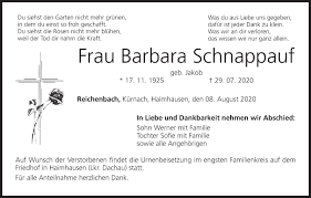 (wählen sie eine richtige variante.) ответ: Barbara Schnappauf Traueranzeige Trauer Infranken De