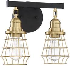 Craftmade 50602 Fbsb Thatcher Flat Black And Satin Brass 2 Light Bathroom Vanity Light Fixture Cft 50602 Fbsb