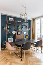 Salle A Manger Contemporain Vintage Bleu Noir Rose Jaune Bois Salle A Manger Contemporaine Salle A Manger Bleue Decoration Salon Salle A Manger