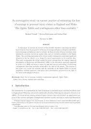 2 compendium of personal injury awards revised as at 26 oct 2010. Pdf An Investigative Study On Current Practice Of Estimating The Loss Of Earnings In Personal Injury Claims In England And Wales The Ogden Tables And Contingencies Other Than Mortality