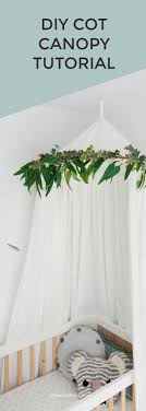 While you are waiting for climbers to cover a pergola, you can create instant privacy with fabric. Diy Nursery Canopy With Eucalyptus Garland Style Curator