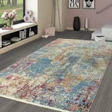 This charming, vibrant rug with Trend Teppich Vintage Stil Hochwertig Schimmer Used Look Blau Lila Creme Ebay