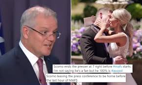 Find and save scott morrison memes | from instagram, facebook, tumblr, twitter & more. Scott Morrison Cut Short His Covid 19 Press Conference To Watch Mafs Daily Mail Online