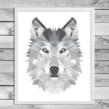 A4 Black And White Photo Prints Printable A4 Art Poster Print Black White Grey Wolf Illustration Geometric Animals Cool Kids Room Interior Wall Decoration Digital Dow Akrylmaling Ideer Perler
