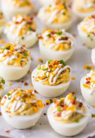 Loaded Deviled Eggs With Bacon Sour Cream Cheese And Chives Deviled Eggs Recipe Best Deviled Eggs Devilled Eggs Recipe Best