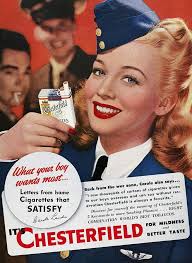 I would have guessed that "what your boy wants most" would've been to come  home from the war in one piece, but that's just me! Chesterfield, 1944.