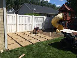 A patio is ideal for having summer cookouts and simply relaxing outdoors in the afternoon shade. Build Your Own Patio 12 Square Pavers In Sets Of 4 Far Less Expensive Than 24 Pavers Just Evenly Spaced Diy Backyard Patio Concrete Patio Diy Patio Pavers
