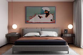 2 Cool Home Interiors With Art That Pops On Concrete Stylish Bedroom Design Bedroom Interior Stylish Bedroom