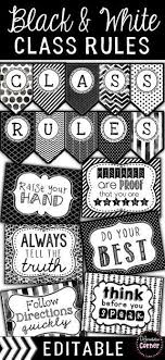 Black And White Classroom Black And White Classroom Decor Rules Editable Classroom Rules Poster Classroom Organization Labels Classroom Rules Printable