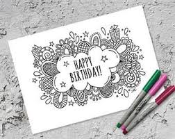 Happy Birthday Foldable Birthday Card Coloring Page Items Similar To Happy Birthday Colouring Page Folded Card Instant Digital Dow In 2020 Birthday Coloring Pages Happy Birthday Coloring Pages Happy Birthday Doodles