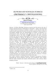 Report salbatica in bratele tale . Pdf Exoticism And2 Nostalgia In Orbitor Blinding Pdf Dana Sala Academia Edu