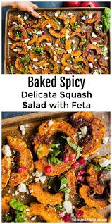 Baked Spicy Delicata Squash Salad With Feta Delicatasquash Delicatasalad Via Sandycoughlin Squash Salad Delicata Squash Delicata Squash Recipe