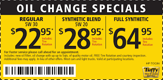 Oil Change W Tire Rotate Reg 22 85 Synthetic Blend 28 95 Full Synthetic 64 95 Tuffy Cape Coral