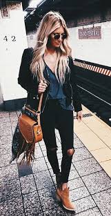Black Jeans Brown Ankle Boots Fashion Street Style Clothes