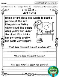 I Hope That Your Students Will Enjoy These No Prep August Themed Reading First Grade Reading Comprehension Reading Comprehension Reading Comprehension Passages