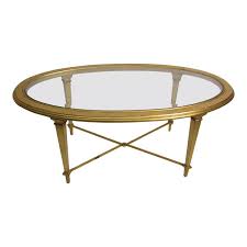 1960s Hollywood Regency Gold Oval Coffee Table Chairish Coffee Table Oval Coffee Tables Table