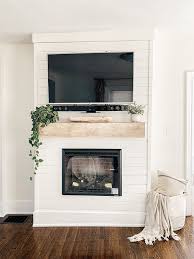 It was filled with smaller furniture to complete the look of the room. Diy Shiplap Electric Fireplace Mantel Micheala Diane Designs