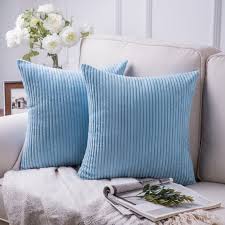 Ships free orders over $39. Soft Corduroy Striped Velvet Square Decorative Throw Pillow Cusion For Couch 22 X 22 Light Blue 2 Pack Walmart Com Walmart Com