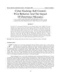 Pdf) Cyber-Slacking: Self-Control, Prior Behavior And The Impact Of  Deterrence Measures