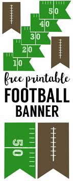 This free printable football banner is the easiest and cheapest way to pretty up your super bowl or football party decorations. Football Banner Free Printable Football Party Paper Trail Design Football Banner Football Decorations Super Bowl Football
