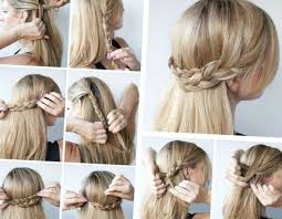 Festliche frisuren schulterlanges haar via karolynna.com. Schnelle Und Einfache Frisuren Halboffene Idee Aus Flechtzopfen Haare Hochsteckfrisur Selber Mache Haarband Frisur Haarband Frisur Anleitung Frisuren Halboffen