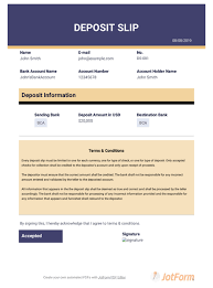 deposit slip template pdf templates jotform