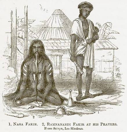 1, Naga Fakir. 2, Ramnanandi Fakir at his Prayers stock image | Look and Learn