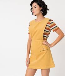 1960s Style Yellow Mustard Corduroy Casual Dress 1960s Fashion Vintage Fashion 1960s Retro Fashion Vintage