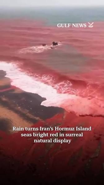 Heavy rains on Hormuz Island in southern Iran transformed parts of the  island’s shoreline — known locally as Red Beach — into a vivid crimson  tide, captivating visitors and viewers across social ...